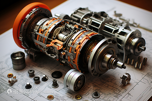 圖紙上的金屬電機(jī)